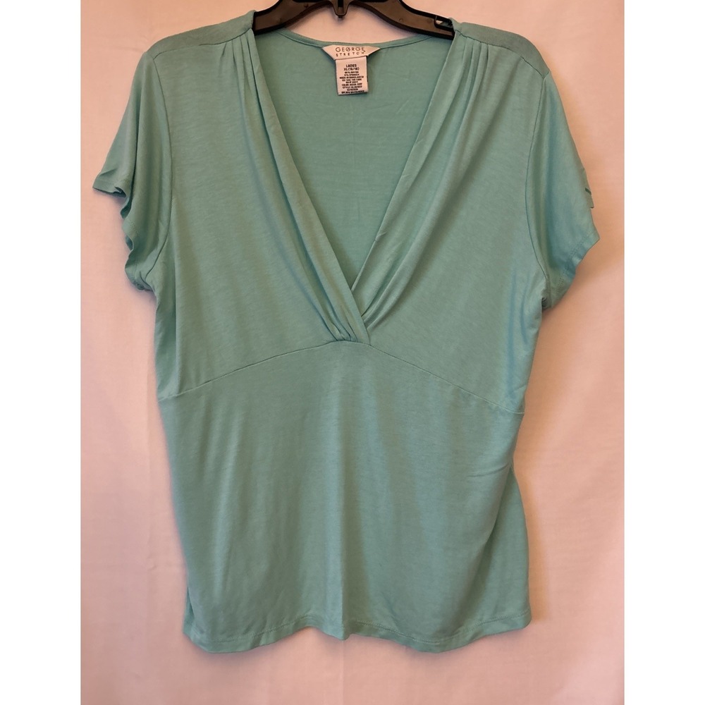 George Layering Teal Cap Sleeve DeepV Neck Business Casual Minimalist Capsule XL